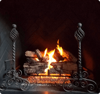 wood fireplace